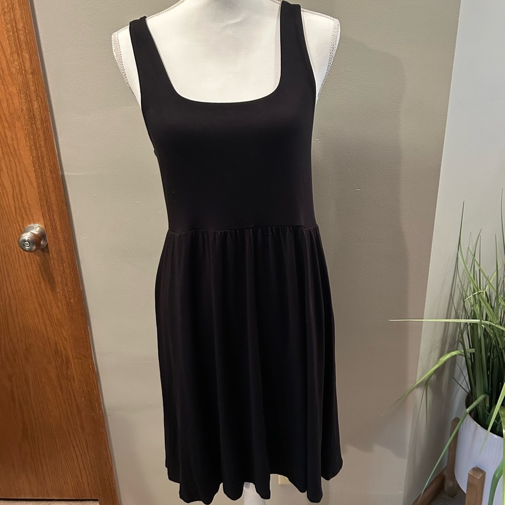 A New Day Black Fit & Flare Tank Dress soft Stretch Casual Mini summer travel M - Picture 5 of 5